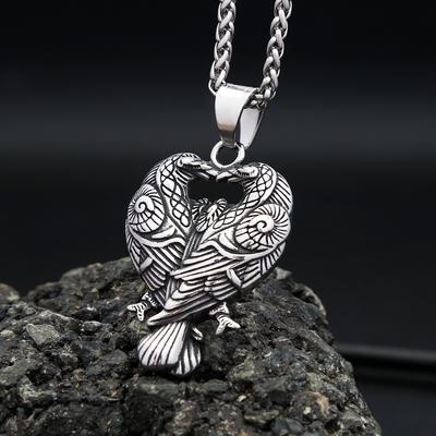 Nordische Viking Roestvrij Staal Odin Dubbele Raaf Hanger Kettingen Voor Mannen Vrouwen Gotisch Vintage Amulet Sieraden Cadeaus Dropshipping
