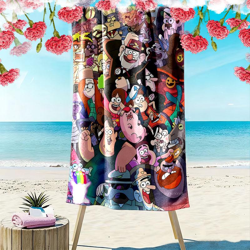 Brave Gravity Falls Print Beach Towel, Large Soft Quick Dry Towel for Beach Camping Swimming