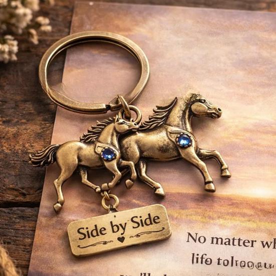 Sisterhood Horse Keychain Metal Horse Theme Key Ring Backpack Schoolbag Hanging Decoration Bag Charm Purse Pendant Women Friends Besties Gifts