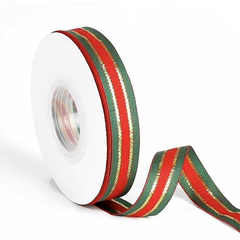 25Yards/Roll Stripes Ribbon DIY Crafts Bows Floral Decor Red Green Ribbons for Cake Box Gift Packaging 2.5cm Christmas