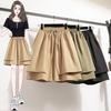 Women's Elastic High-Waist Wide-Leg Culottes - Plus Size Loose Fit 5-Point Summer Shorts