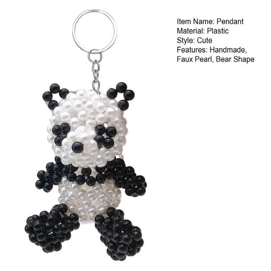Faux Pearl Bear Rabbit Keychain Pendant Handmade Braided Lightweight Charm Key Chain Backpack Bag Accessory