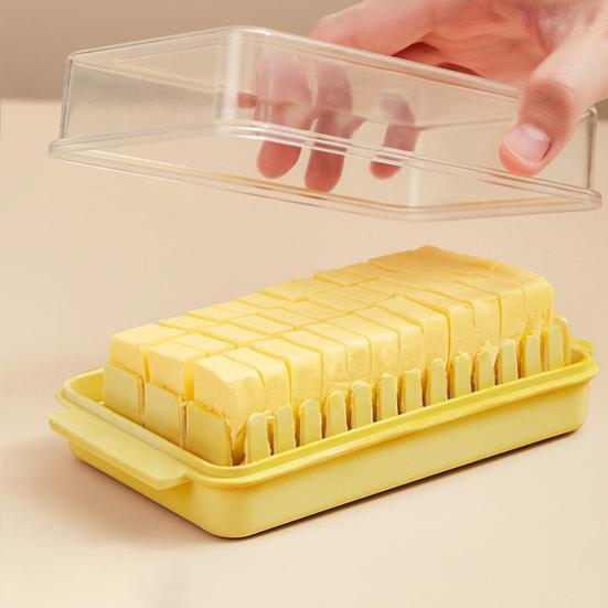 Clear Butter Dish Cheese Storage Container with Lid Butter Keeper for Refrigerator Stackable Easy-Clean Butter Holder for Kitchen Organization