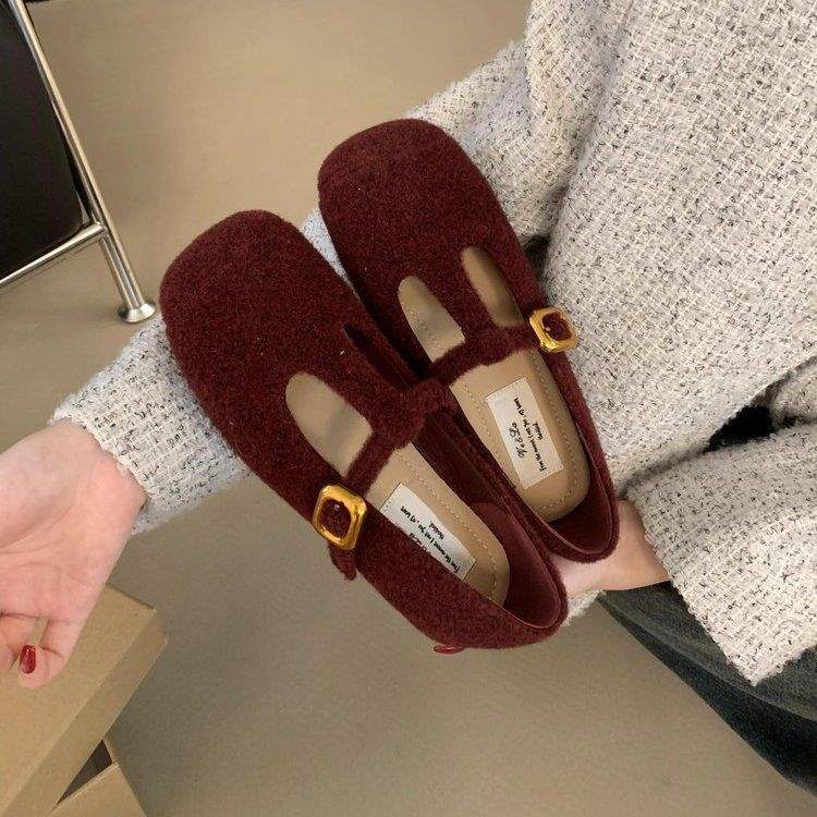 Retro Mary Jane Shoes Women's 2025 Autumn and Winter New French Temperament Ballet Single Shoes Square Head T with Soft Sole Evening Shoes
