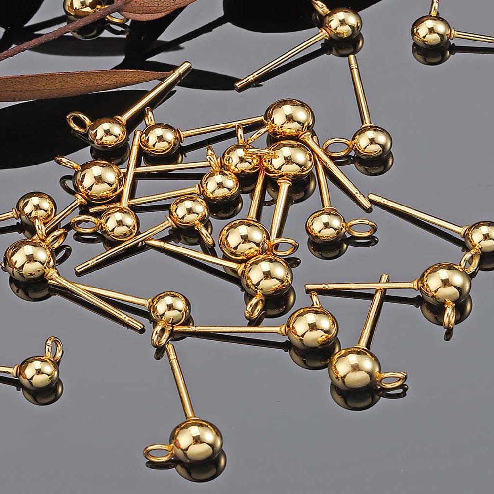 20pcs 100pcs Stainless Steel Round Ball Ear Post Studs Ear Backs with Open Rings Stud Earrings Base DIY Jewelry Making Wholesale