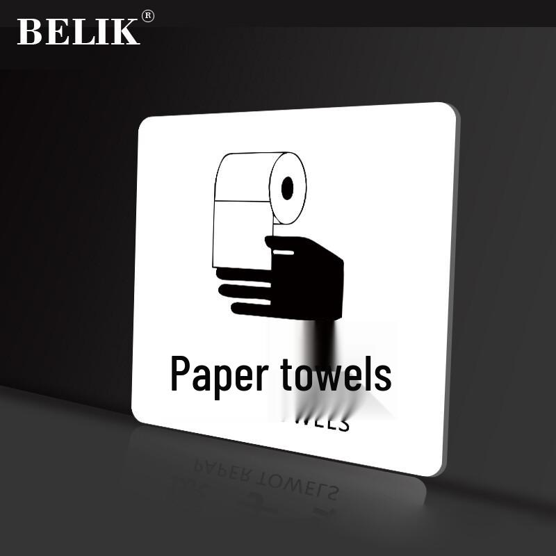 BELIK Acrylic Restroom Hand Towel Reminder Sign 10x10 cm