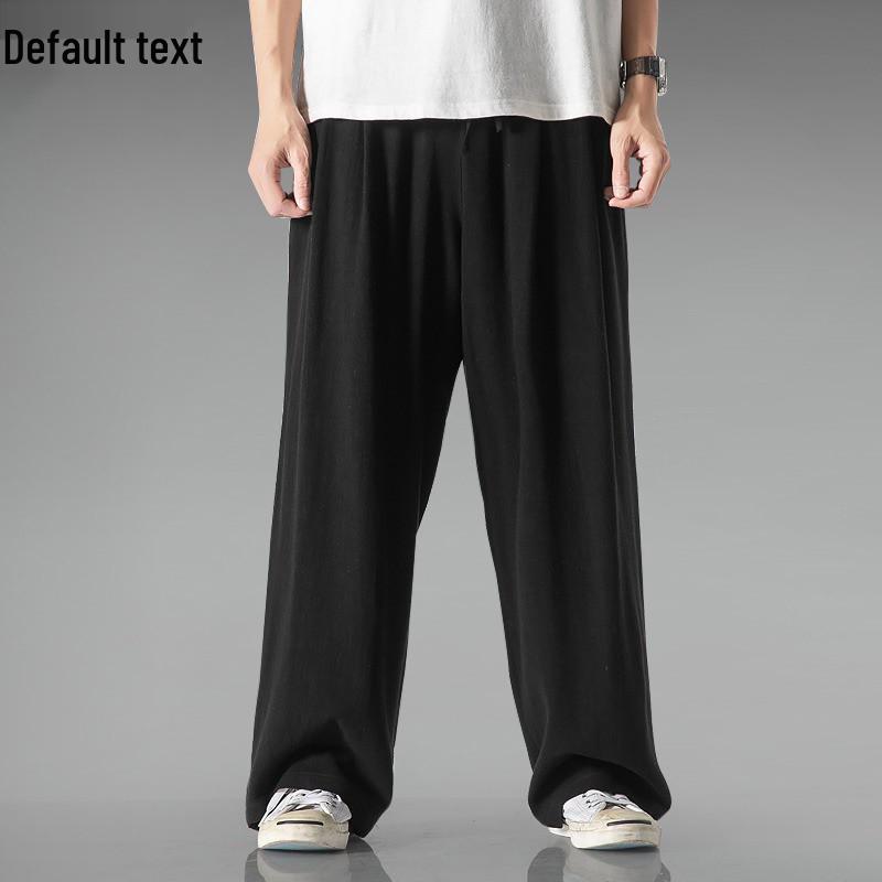 Men's Chinese Style Lightweight Linen Trousers - Summer Plus Size Loose Fit, Wide Leg, Breathable Cotton Casual Pants