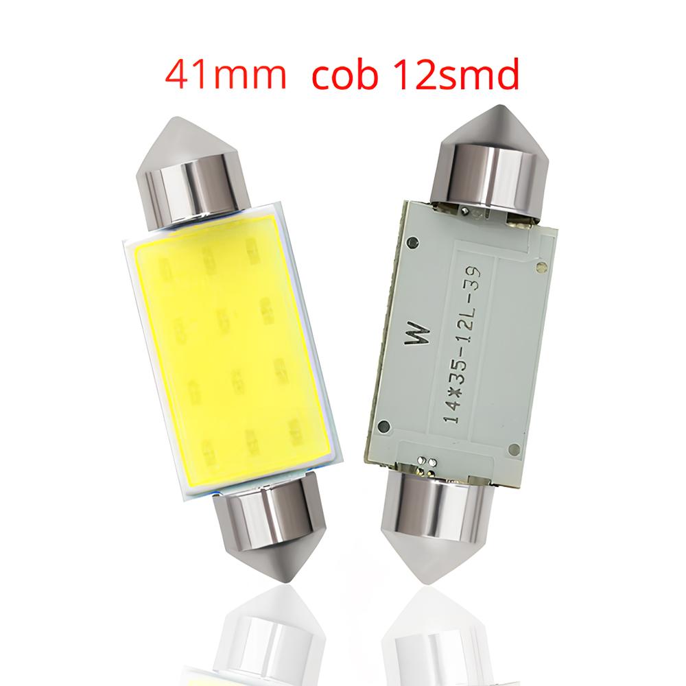 2PCS White Cob 12Led Festoon Dome Lights Reading Lamp 31mm 36mm 39mm 41mm C5W C10W Auto Led Door Backup Bulb Tail Bulbs DC 12V Trunk