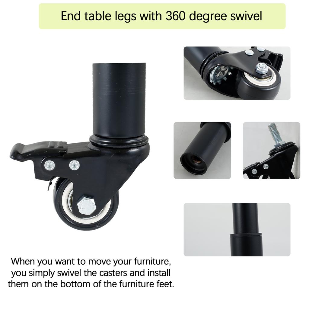 4 SZT. Kółka Meblowe Regulowana Wysokość 7 Do 10 cali Teleskopowe Nogi Meblowe Ciche Kółko Obrotowe 360° Odczepiane z Hamulcem