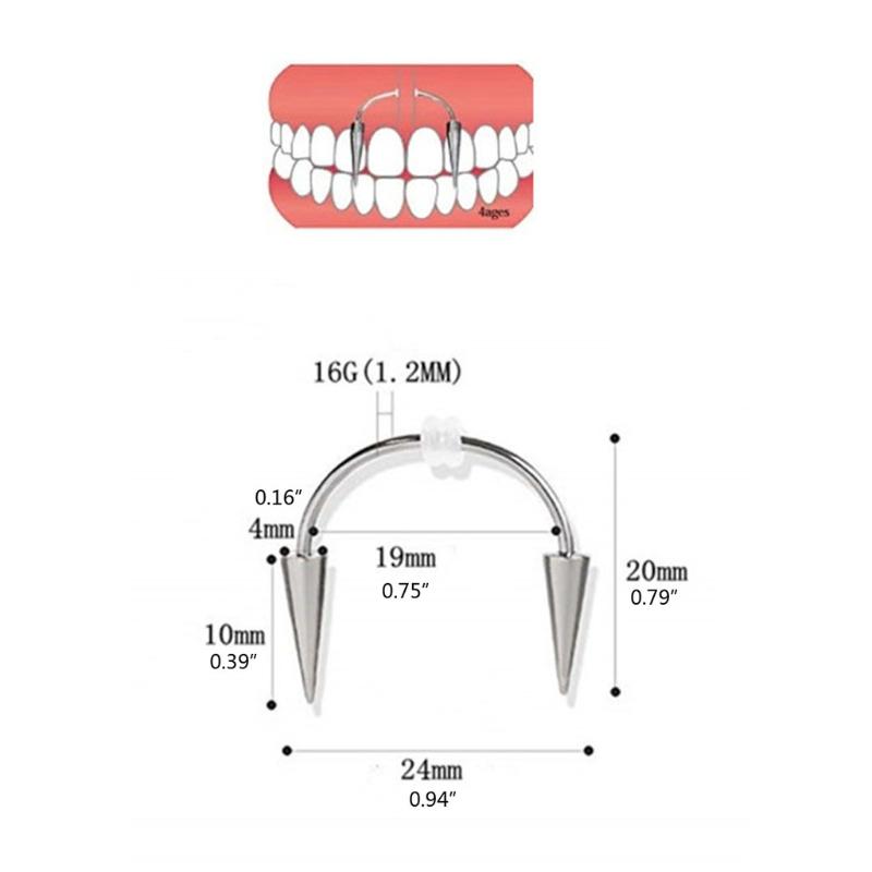 2 Piezas 16g Aro Labret con Púas para Dientes de Vampiro Clavos con Púas de Acero Quirúrgico Plata Tragus Helix Body Piercing Joya