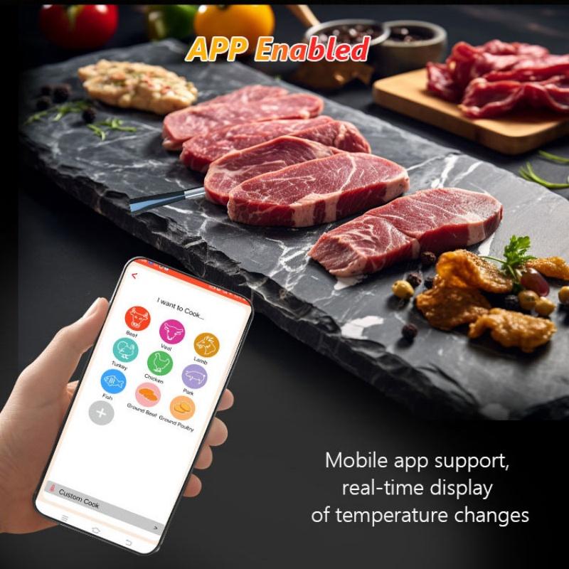 Wifi Food Thermometer Ceramic Probe Kitchen Oven Meat Thermometers IP67 Waterproof Digital Display Wireless Bluetooth BBQ