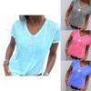 Stylish Women V-neck T-shirt Casual Loose Star Summer Shirts Solid Short Sleeve Perfect For Outdoor Activities
