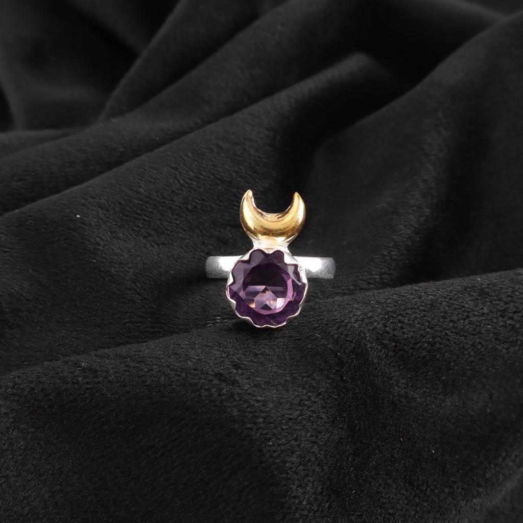Amethyst Ring, Gemstone 925 Sterling Silver Jewelry Ring, Handmade Ring Round Ring Jewelry Anniversary Gift