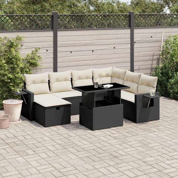 VidaXL Garden Lounge Set 8 Pcs with Cushions Black Wicker, Outdoor Sofa Set, Garden Lounge, Set 3274996