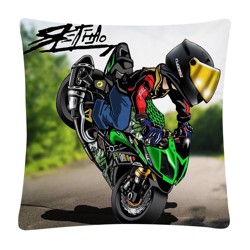 Stunt Sports Cartoon Pattern Soft Polyester Pillow Case for Sofa Home Car Decoration Pillowcase
