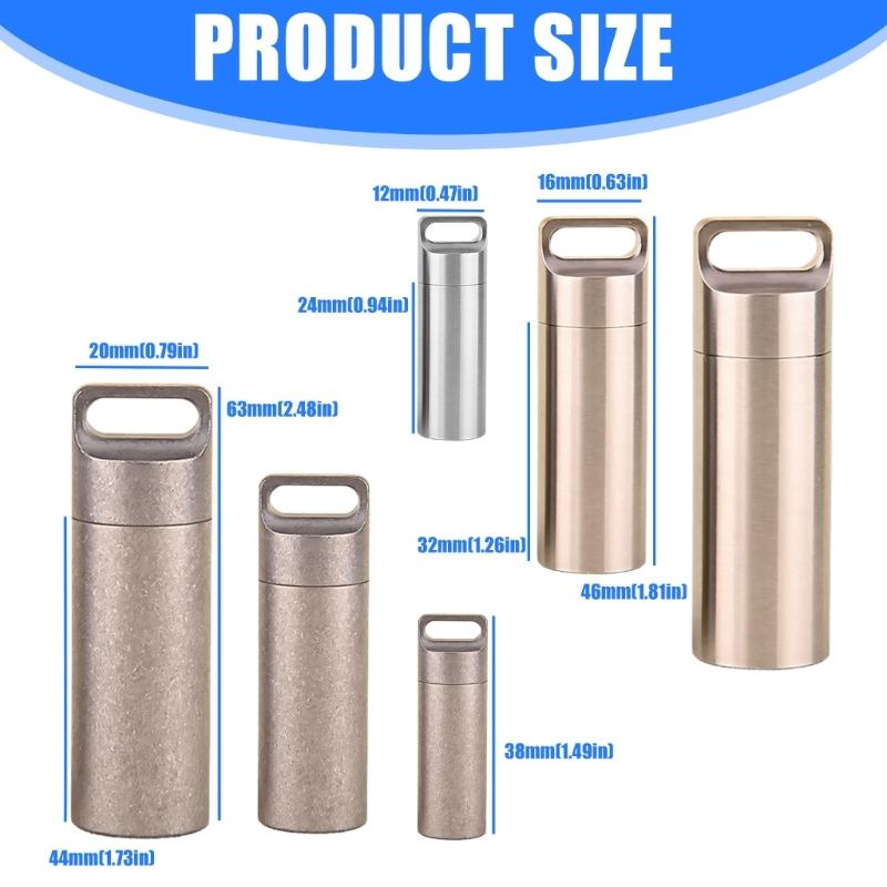 Small Keychain Pills Holder Small Watertight Stainless Steel Case For Organizing Camping Gear And Emergency Tool