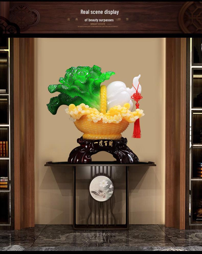 Creative Hundred Fortunes Cabbage Resin Figurine - Home and Office Gift