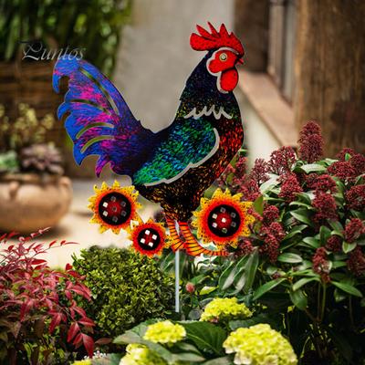 Creative Standing Animal Rust-Proof Rooster Ornament Patio Backyard Carved Iron Chicken Lawn Ornament