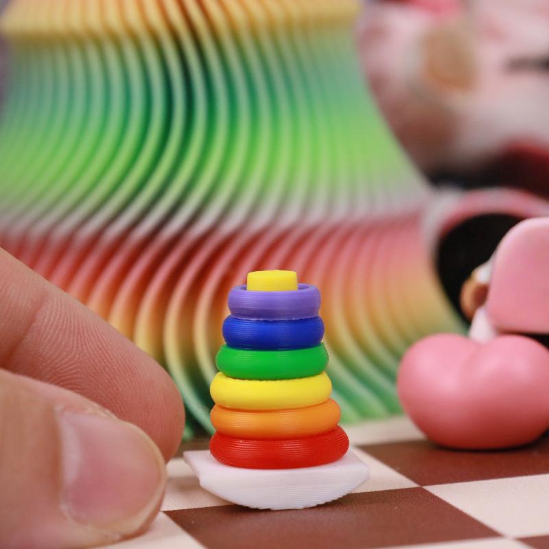 2 Sets Dollhouse Early Learning Rainbow Stacking Toys Puzzle Development Intelligence Rainbow Tower Baby Toy Gift Stack Ring
