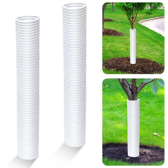 Corrugated Tree Protector Tree Trunk Guard Tube Bark Protector Sleeve Wraps To Protect Tree from Deer Rodents Mowers Trimmers for Saplings Tree