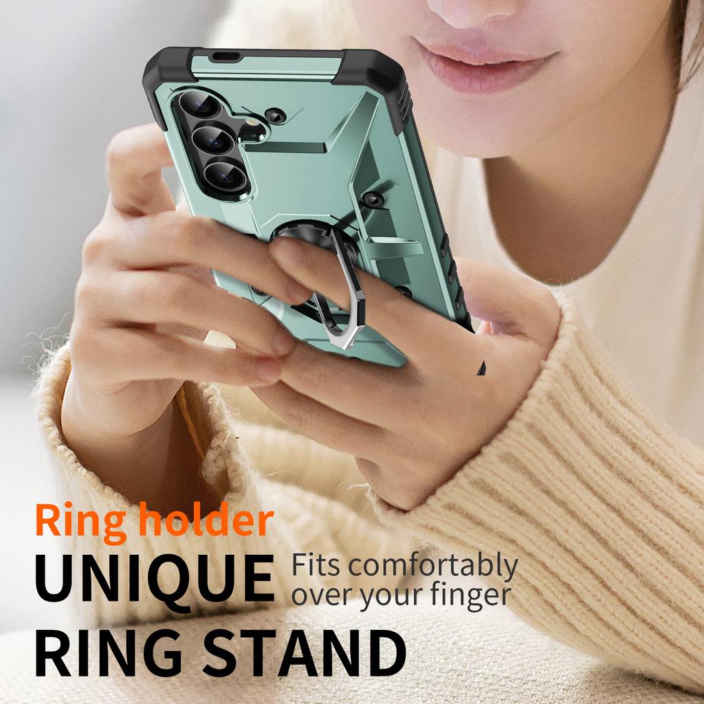 For Samsung Galaxy S25 Case PC+ TPU Anti-Drop Phone Cover with Ring Kickstand