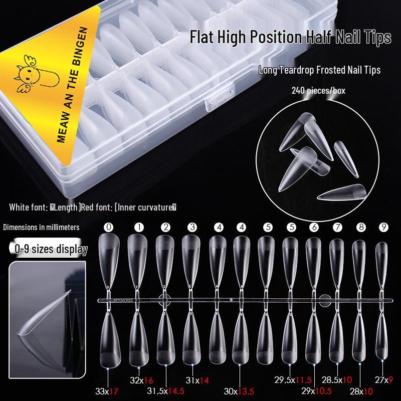 Dual-Use Seamless Transparent Frosted Nail Tips - Extendable Flat/Arc Design