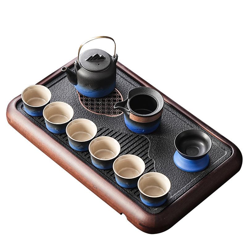 High-end souvenir business coarse pottery mountain sea gradual change tea set home office set ceramic kung fu