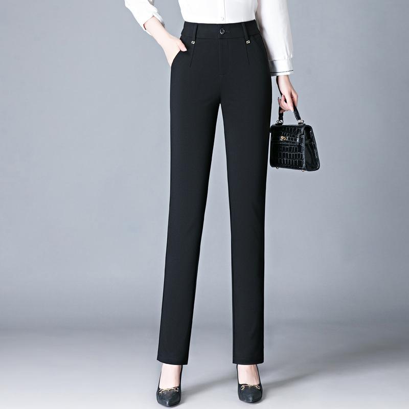 

FiveFive Женские эластичные брюки с высокой талией, свободные размеры, верхняя одежда для мам, леггинсы, повседневные прямые брюки 26 чёрный