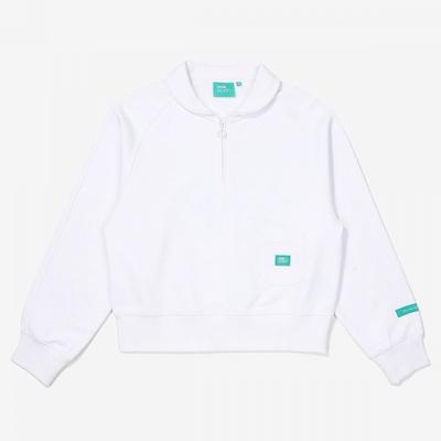 Women S Crop Half Zip Up  White 