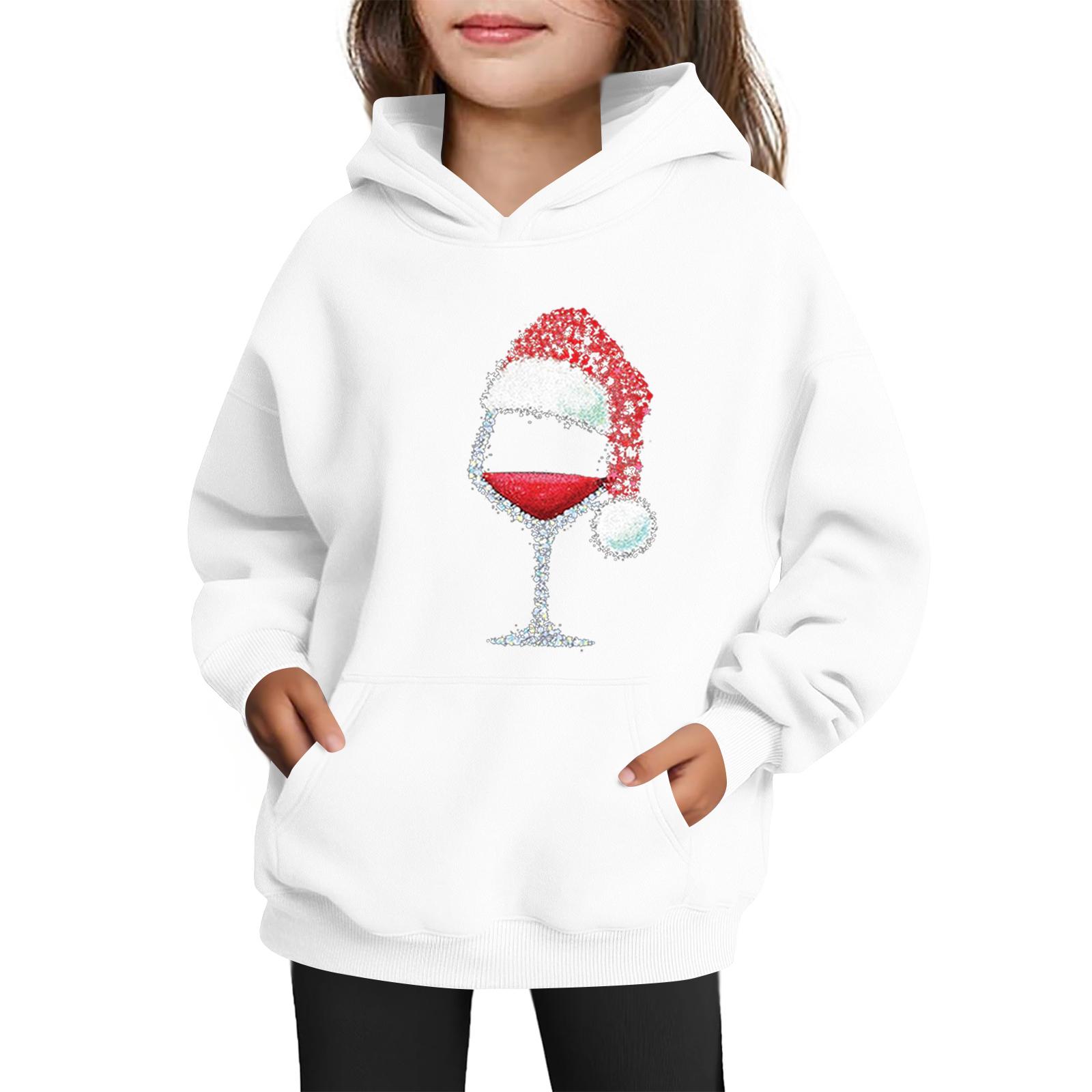

Sweatshirts For Teen Girls Hoodies Long Sleeve Drawstring Pullover Cute Printed Oversized Hoodie Christmas 160 білий