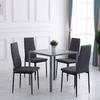 Set Of 4 Dining Room Chairs Kitchen Chairs With High Backrest Metal Legs And Linen Fabric 41x50x97cm Gray