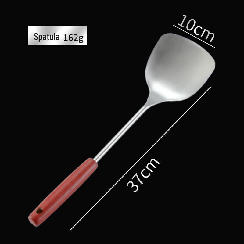 ZISIZ Stainless Steel Spatula Set with Brown Wooden Handle