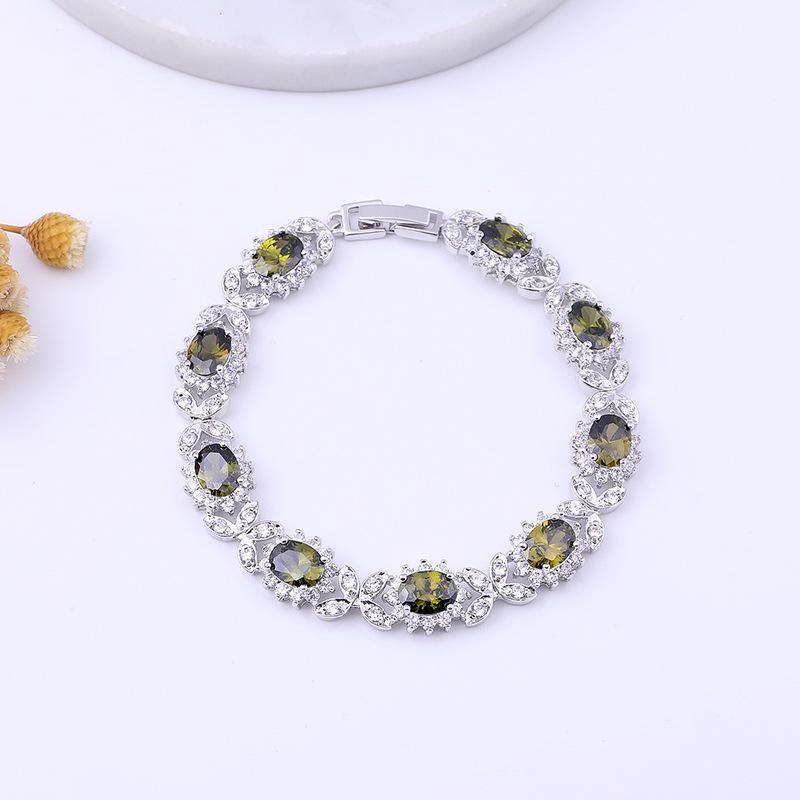 Europe and The New Four Leaf AAA Zircon Bracelet Girls Copper Inlaid Colored Gems Bracelet
