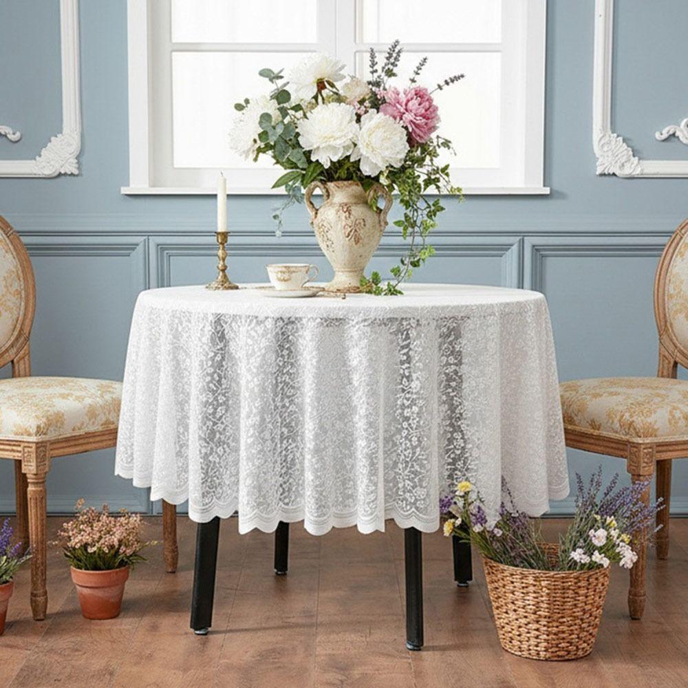 Retro Square Lace Tablecloth Rustic Openwork Home Dust-proof Cover Flower Embroidered Decorative Table Cloth Wedding Reception
