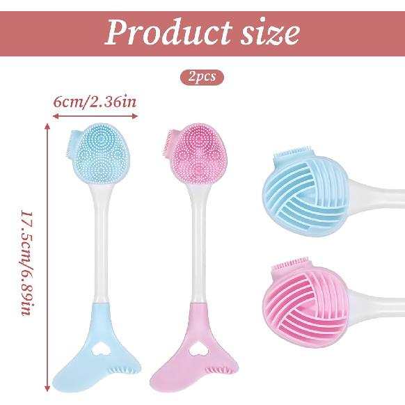 2 Packs 2 in 1 Double-Sided Facial Cleansing Brush, Silicone Face Scrubber Exfoliator Brush Face Mask Applicator Pore Scrubber for Exfoliating Wash