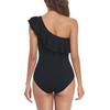One Shoulder Ruffle One Piece Swimsuit Backless Design Solid Color Slim Fit Swimwear for Women Beachwear