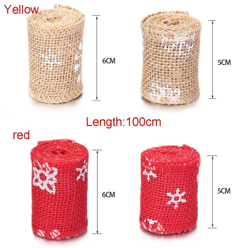 Vintage Natural Hessian Edge Snowflake Merry Christmas Jute Burlap Sisal Trim Lace Ribbon Snowflake