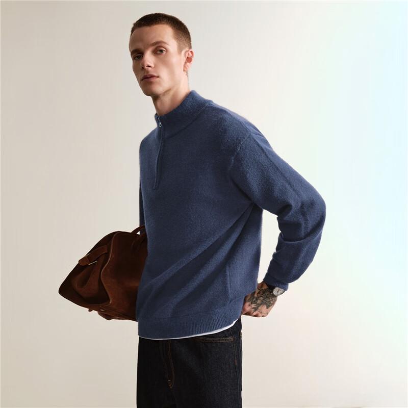 Giordano Men's Blended Half-Zip Mock Neck Sweater