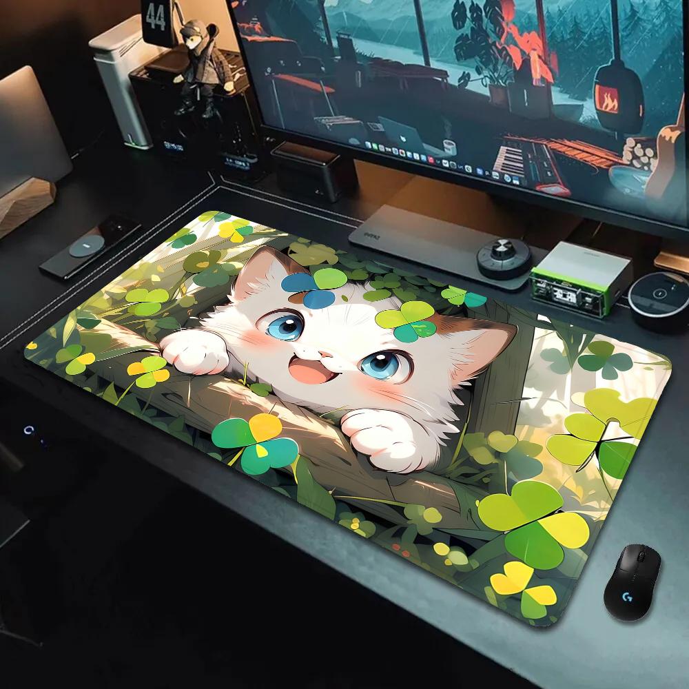 Cartoon Lovely Lively Anime Cats Silicone Gaming Mouse Pad Large Keyboard Pad Mouse Pad For Keyboard With Antislip Table Mat