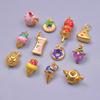 13pcs Wholesale Chinese Gold Color Enamel Charm 3D Sweetmeats Candy Doughnut Pendant Charms For Jewelry Making Bracelet Necklace