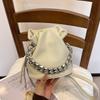 Thick Chain Clutch Bag Fashion Handbag Korean Y2k Brand Mini Small Bucket Crossbody Bag Black Phone Purse Drawstring Handbag
