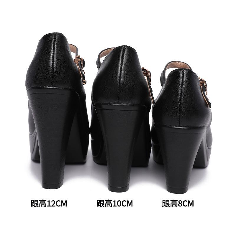 Size 32-43 Women High Heel Shoes Round Toe Thick Heel Wedding Party Shoes Platform Women Pumps Women Offfice Shoes 8cm/10cm/12cm