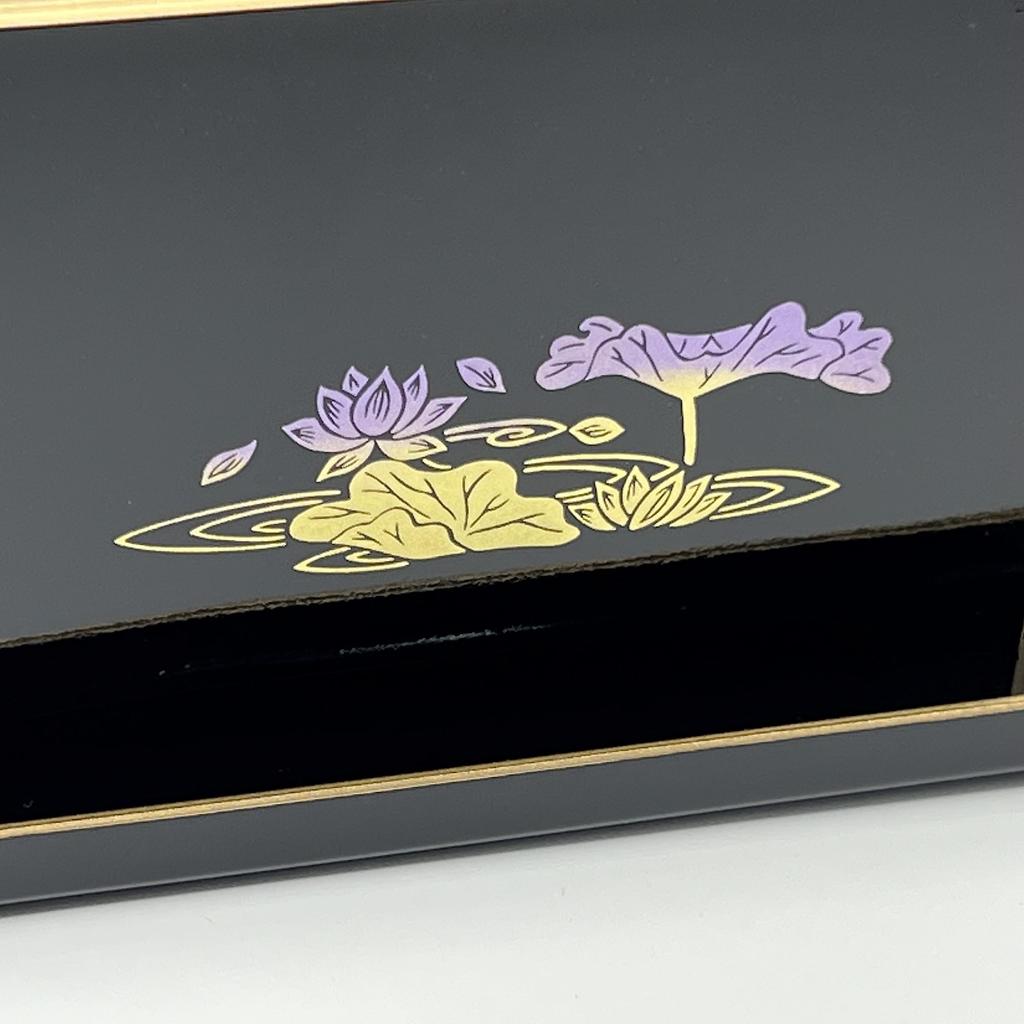 Incense Burning Set (6 Pieces): Black (with Gold Trim), 5-inch, Yamanaka Lacquerware Incense Burner, Incense Tray, Incense, Charcoal, Ash, and Ash Lev