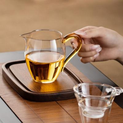 Multi-purpose Thickened Glass Fair Cup Large High Temperature Resistant Tea Cup with Handle Transparent Tea Dispenser Tea Filter