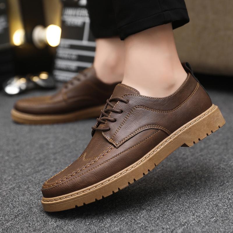 

Обувь для вождения на мягкой подошве, кожаные мокасины, мужская нескользящая и износостойкая обувь Lazy Shoes, весенняя обувь, мягкая кожа и легкая модная обувь для работы 44