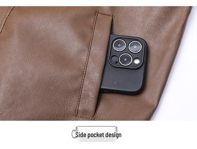 Men's PU Leather Motorcycle Jacket - Retro Street Style, Autumn 2025 Trend, Loose-Fit Outerwear