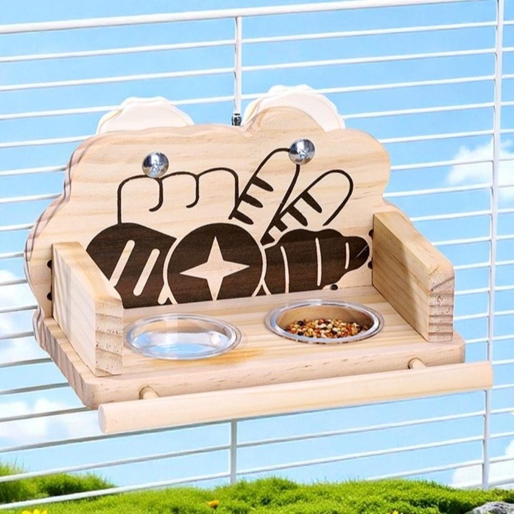 Splash Proof Bird Food Bowl Wall Mount Parrot Food Cup Stable Bird Station Stand Cage Accessories