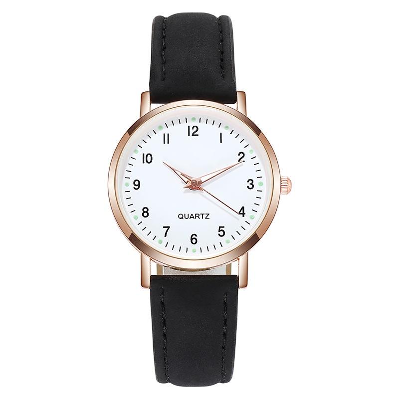 Male Female Analog Quartz Wrist Watch Student Glow Leather Strap Style Casual