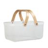 Panier de Rangement Pique-nique Poignées en Bois pour Sortie Randonnée Fruits Légumes Blanc
