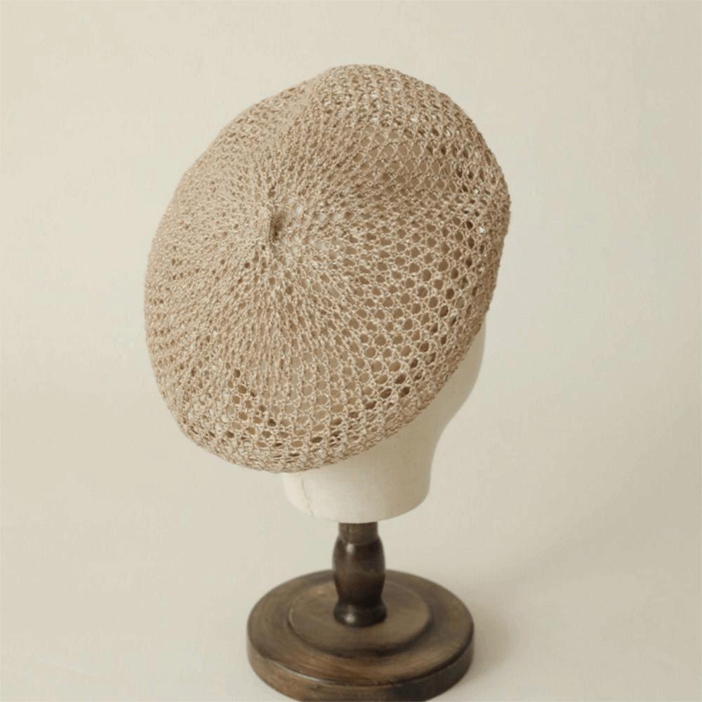 Bright Thread Painter Hat Hollow Knitted Pumpkin Hat Fashion Hollow Beret Spring Season